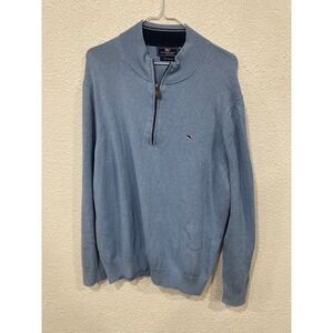 Vineyard Vines Cotton Cashmere 1/4 Zip Pullover Sweater (Men's Large) Blue